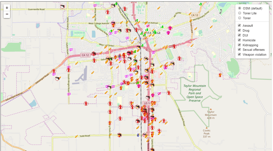 Santa Rosa Crime Map